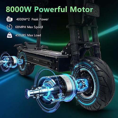 ZonDoo RoadHitter Electric Scooter Adults,Up to 70MPH 75 Miles Range
