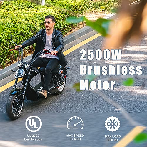 TOXOZERS 2500W Fat Tire Electric Scooter for Adults, Citycoco Chopper Electric Scooter with Seat