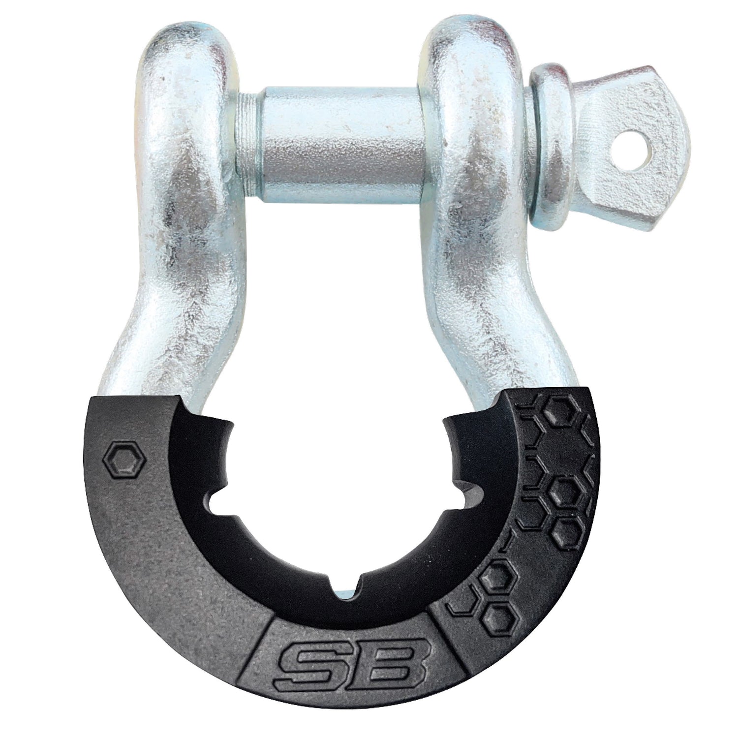 Smittybilt 3/4 inch zinc D-ring shackle with rubber isolators, part 23047