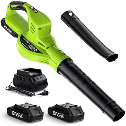 Cordless Leaf Blower, Electric Leaf Blower Cordless with 2 Batteries and Charger, 160MPH,21V Battery Powered Leaf Blower Lightweight for Lawn Care, Patio, Blowing Leaves, Dust Blowing and Snow