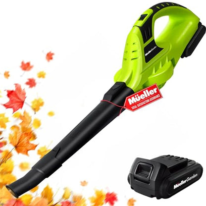 Mueller UltraStorm Cordless Leaf Blower, 20 V Powerful Motor, Electric Leaf Blower for Lawn Care, Battery Powered Leaf Blower Lightweight for Snow Blowing (Battery & Charger Included)