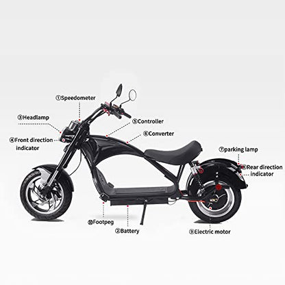 TOXOZERS 2500W Fat Tire Electric Scooter for Adults, Citycoco Chopper Electric Scooter with Seat