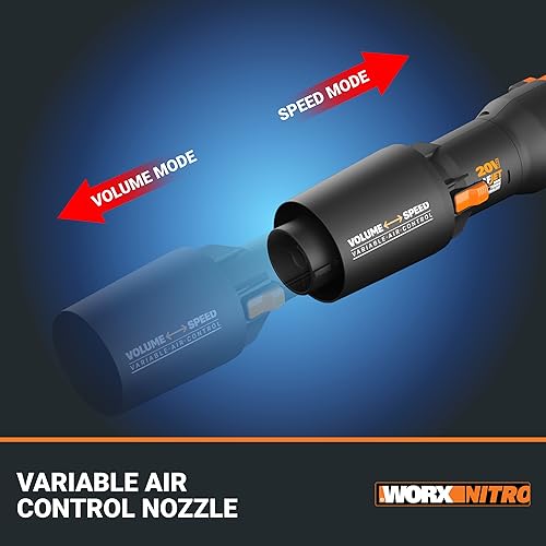 Worx Nitro WG543 20V LEAFJET Leaf Blower Cordless with Battery and Charger, Blowers for Lawn Care Only 3.8 Lbs., Cordless Leaf Blower Brushless Motor – Battery & Charger Included
