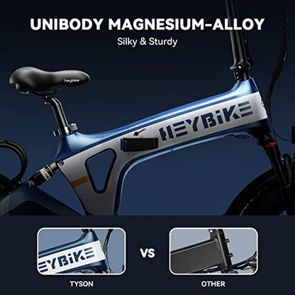 Heybike Tyson Folding Electric Bike Unibody Magnesium Alloy 750W 28MPH 20'' Fat Tire