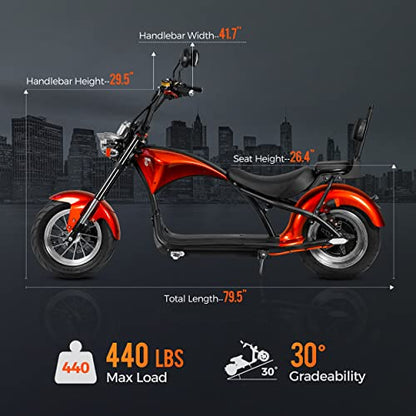 eAhora DOT Approved M1 2 Seat Electric Motorcycle for Adults