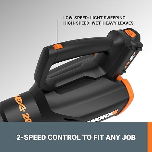 Worx 20V 2-Speed Leaf Blower Cordless with Battery and Charger, Blowers for Lawn Care with Turbine Fan, Compact Lightweight Cordless Leaf Blower, WG547 – Battery & Charger Included