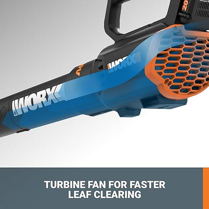 Worx 20V 2-Speed Leaf Blower Cordless with Battery and Charger, Blowers for Lawn Care with Turbine Fan, Compact Lightweight Cordless Leaf Blower, WG547 – Battery & Charger Included