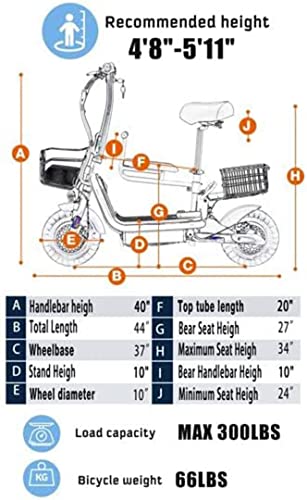 Soumye 48V 500W 13AH Folding Electric Scooters E-Scooter 10" Fat Tire Lithium-ion Battery