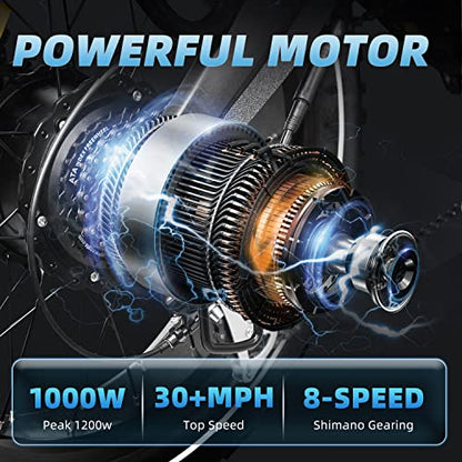 EUY Electric Bike for Adults,Unibody Magnesium Alloy 1000W Motor