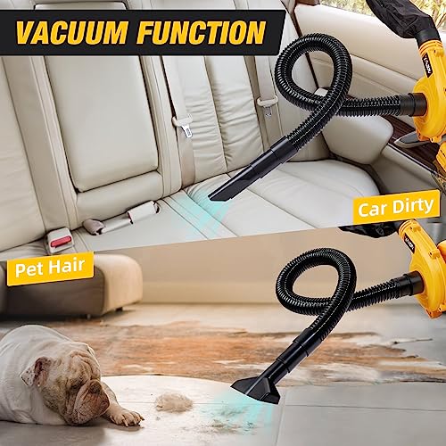Cordless Leaf Blower for Dewalt 20V Max Battery,Electric Jobsite Air Blower with Brushless Motor,6 Variable Speed Up to 180MPH,2-in-1 Handle Electric Blower and Vacuum Cleaner(Battery Not Included)