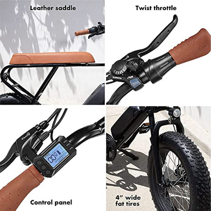 Fat Tire Electric Bike, 500W Brushless Motor, 48V/13Ah Removable Lithium-Ion Battery