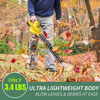 Cordless Leaf Blower Battery Operated: 20V Electric Mini Handheld - Lightweight Small Powerful Blower for Patio | Jobsite