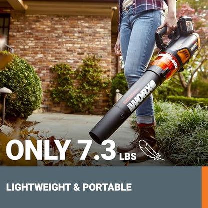 Worx 40V Turbine Leaf Blower Cordless with Battery and Charger, Brushless Motor Blowers for Lawn Care, Compact and Lightweight Cordless Leaf Blower WG584 – 2 Batteries & Charger Included