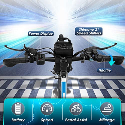 Vivi M026TGB Electric Bike 26" Electric Bike for Adults, Folding Electric Mountain Bike with 500W MotorShock Absorber