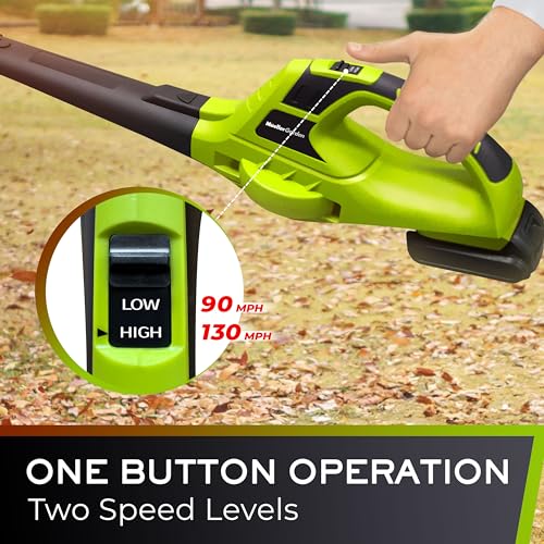 Mueller UltraStorm Cordless Leaf Blower, 20 V Powerful Motor, Electric Leaf Blower for Lawn Care, Battery Powered Leaf Blower Lightweight for Snow Blowing (Battery & Charger Included)