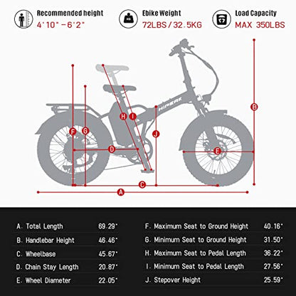 Hipeak Electric Bike for Adults, Ebike 750W/48V/15Ah, 20" x 4.0" Fat Tires Electric Bike