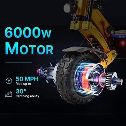 Yume X11 Electric Scooter C-Shaped Absorber 30AH Li Battery 60V 6000W Dual Motors up to 50 MPH
