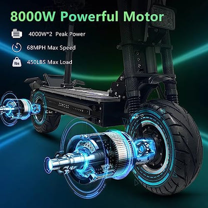 ZonDoo RoadHitter Electric Scooter Adults,Up to 70MPH 75 Miles Range