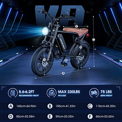 UDON VOLTSTEED Electric Mountain Dirt Bike for Adults with 20" x4.0 Fat Tire