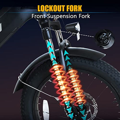 Totem Hauler Electric Bike for Adults, 20"*3.0 Fat Tire Ebike 48V 15Ah