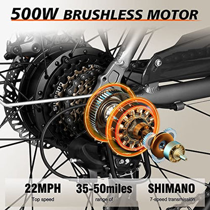 ACTBEST Core Electric Bike, 500W Brushless Motor Cityrun Ebike