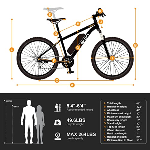 Jasion EB5 Electric Bike for Adults with 360Wh Removable Battery
