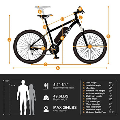 Jasion EB5 Electric Bike for Adults with 360Wh Removable Battery