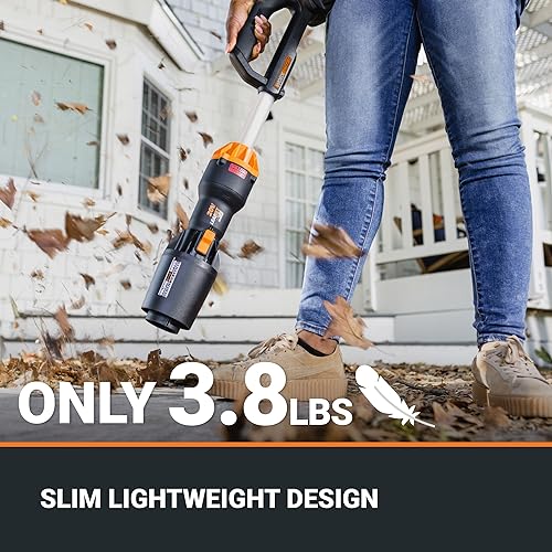 Worx Nitro WG543 20V LEAFJET Leaf Blower Cordless with Battery and Charger, Blowers for Lawn Care Only 3.8 Lbs., Cordless Leaf Blower Brushless Motor – Battery & Charger Included
