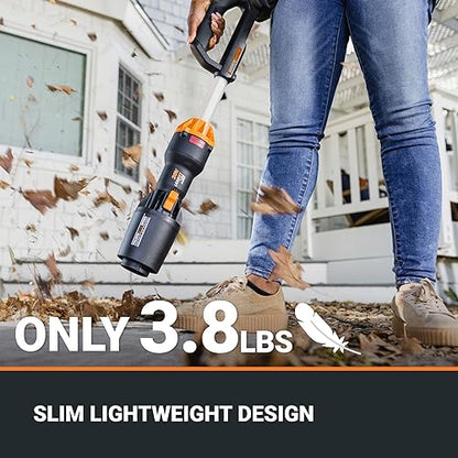 Worx Nitro WG543 20V LEAFJET Leaf Blower Cordless with Battery and Charger, Blowers for Lawn Care Only 3.8 Lbs., Cordless Leaf Blower Brushless Motor – Battery & Charger Included