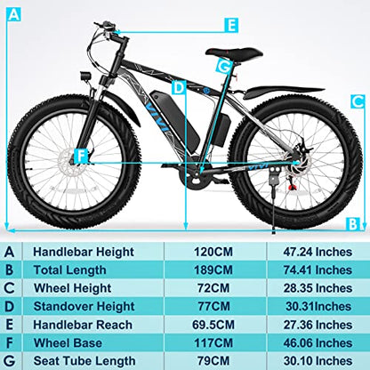 Vivi Electric Bike 26" x 4.0 Fat Tire Electric Bicycle