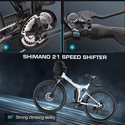 Vivi Folding Electric Bike, Electric Mountain Bike 500W Ebike 26''