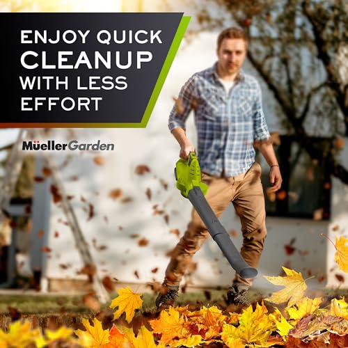 Mueller UltraStorm Cordless Leaf Blower, 20 V Powerful Motor, Electric Leaf Blower for Lawn Care, Battery Powered Leaf Blower Lightweight for Snow Blowing (Battery & Charger Included)