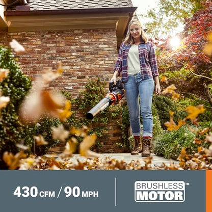 Worx 40V Turbine Leaf Blower Cordless with Battery and Charger, Brushless Motor Blowers for Lawn Care, Compact and Lightweight Cordless Leaf Blower WG584 – 2 Batteries & Charger Included