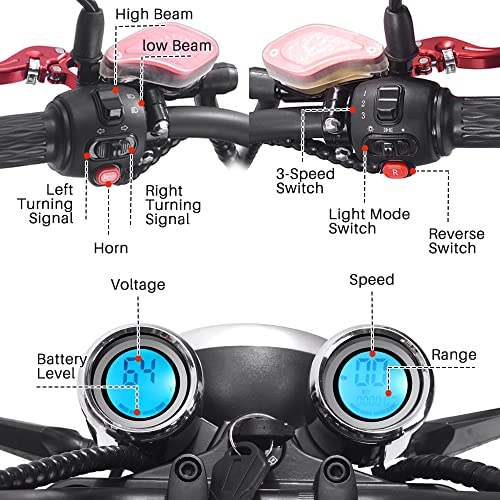 TOXOZERS 2500W Fat Tire Electric Scooter for Adults, Citycoco Chopper Electric Scooter with Seat