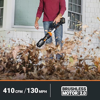 Worx Nitro WG543 20V LEAFJET Leaf Blower Cordless with Battery and Charger, Blowers for Lawn Care Only 3.8 Lbs., Cordless Leaf Blower Brushless Motor – Battery & Charger Included