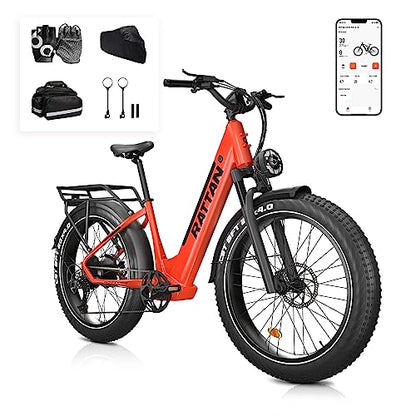 Rattan Pathfinder Electric Bike Adults,48V 15AH Removable Battery Ebike with 750W Motor