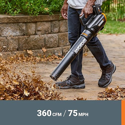Worx 20V 2-Speed Leaf Blower Cordless with Battery and Charger, Blowers for Lawn Care with Turbine Fan, Compact Lightweight Cordless Leaf Blower, WG547 – Battery & Charger Included