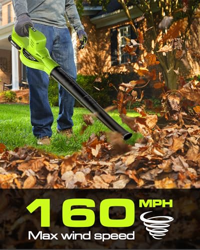 Cordless Leaf Blower, Electric Leaf Blower Cordless with 2 Batteries and Charger, 160MPH,21V Battery Powered Leaf Blower Lightweight for Lawn Care, Patio, Blowing Leaves, Dust Blowing and Snow