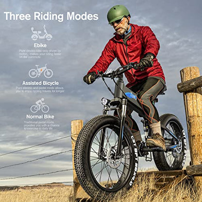 TotGuard Electric Bike, 26"x4" Electric Bike for Adults Fat Tire 500W 21.6MPH Ebike