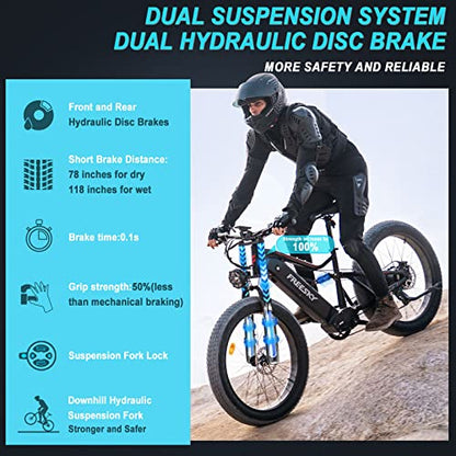FREESKY Electric Bike for Adults 1000W BAFANG Motor 48V 20Ah Samsung Cells Battery 26" Fat Tire