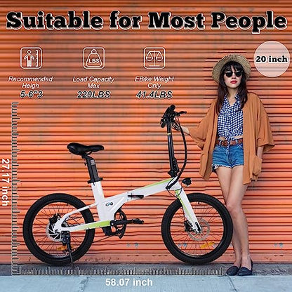 KORNORGE Electric Bike A9, 20" Ultra Light Foldable Electric Bike