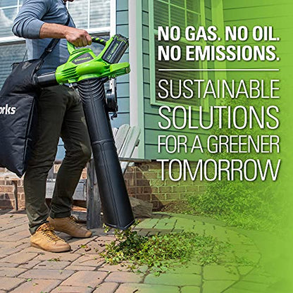 Greenworks 40V (185 MPH / 340 CFM / 75+ Compatible Tools) Cordless Brushless Leaf Blower / Vacuum, Tool Only