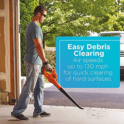BLACK+DECKER 20V MAX Cordless Leaf Blower, Lawn Sweeper, 130 mph Air Speed, Lightweight Design, Battery and Charger Included (LSW221)