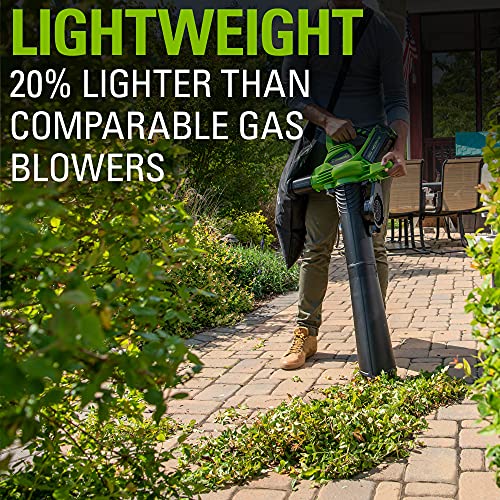 Greenworks 40V (185 MPH / 340 CFM / 75+ Compatible Tools) Cordless Brushless Leaf Blower / Vacuum, Tool Only