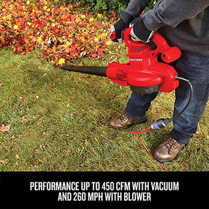 Craftsman 3-in-1 Leaf Blower, Leaf Vacuum and Mulcher, Up to 260 MPH, 12 Amp, Corded Electric (CMEBL7000)