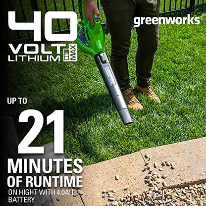 Greenworks 40V (185 MPH / 340 CFM / 75+ Compatible Tools) Cordless Brushless Leaf Blower / Vacuum, Tool Only