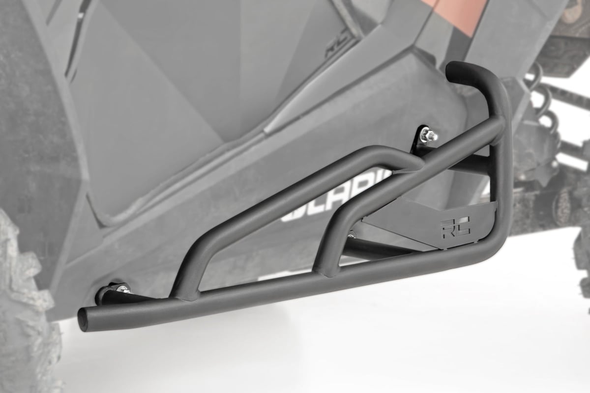 Rough Country rock slider kit installed on 2-seat Polaris RZR XP 1000, part 93064